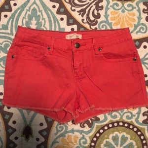 Coral Shorts-frayed bottom